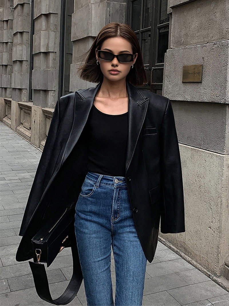 Solene Oversized Wide Lapel Boxy Longline Shirt Jacket