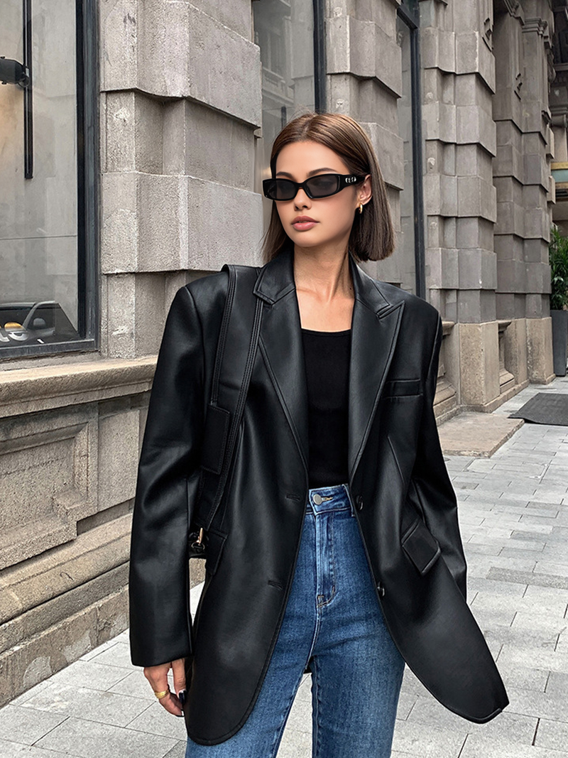 Solene Oversized Wide Lapel Boxy Longline Shirt Jacket
