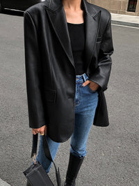 Solene Oversized Wide Lapel Boxy Longline Shirt Jacket