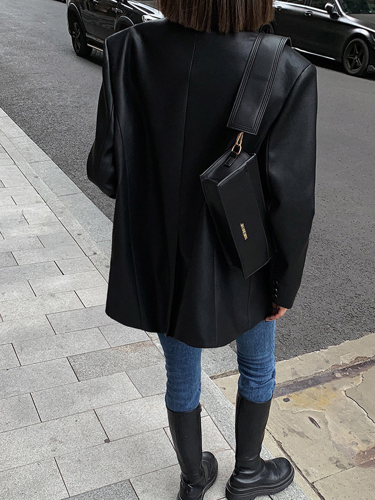 Solene Oversized Wide Lapel Boxy Longline Shirt Jacket