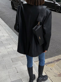 Solene Oversized Wide Lapel Boxy Longline Shirt Jacket