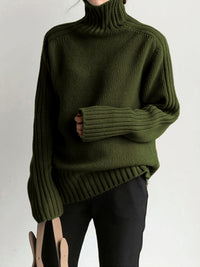 Delphi Deep Roll Neck Relaxed Drop Shoulder Knit Jumper