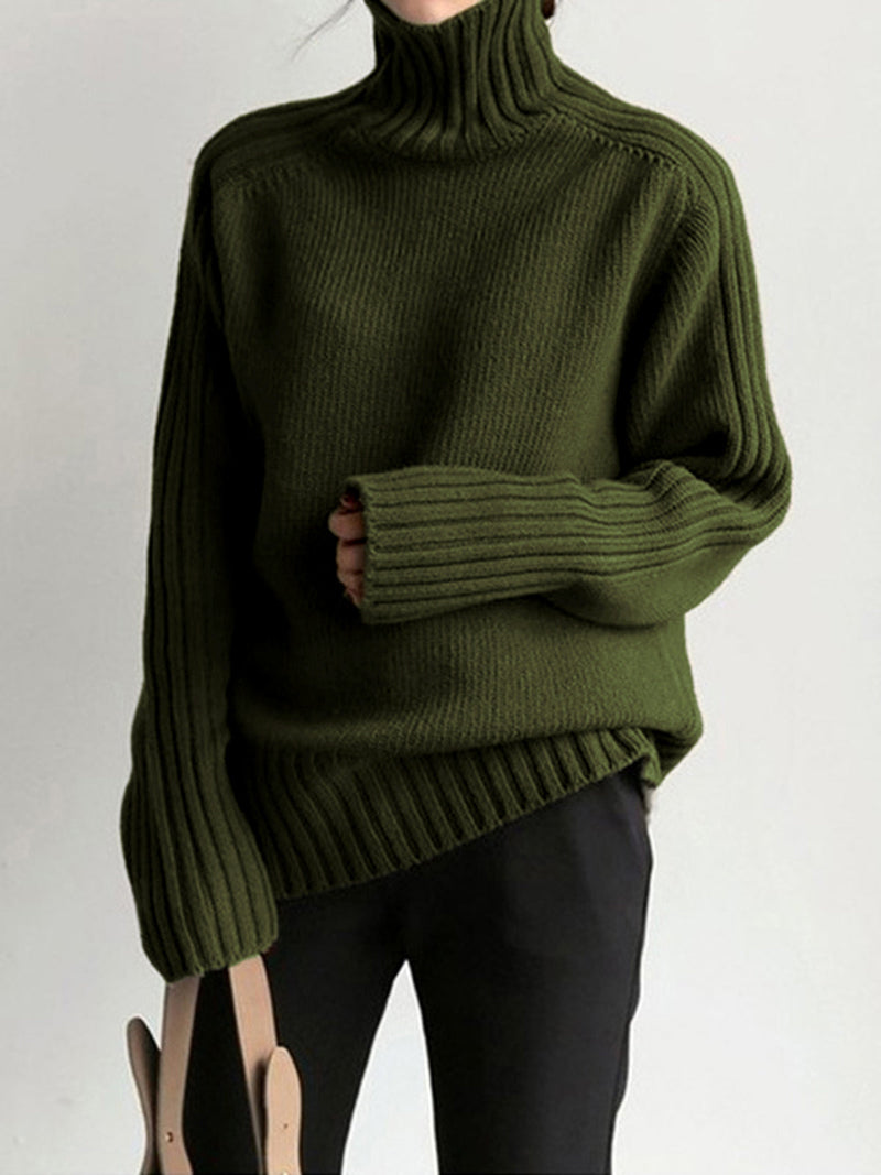 Delphi Deep Roll Neck Relaxed Drop Shoulder Knit Jumper