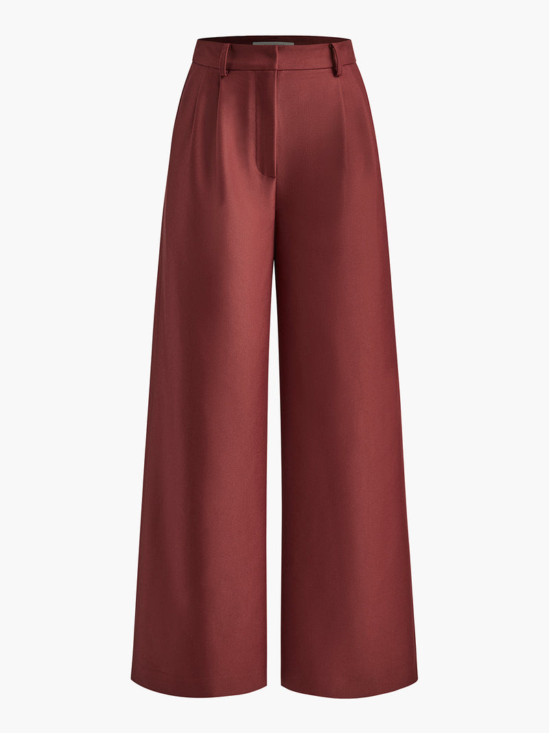 Raymonde Contrast Waistband Tailored High Rise Wide Leg Trousers