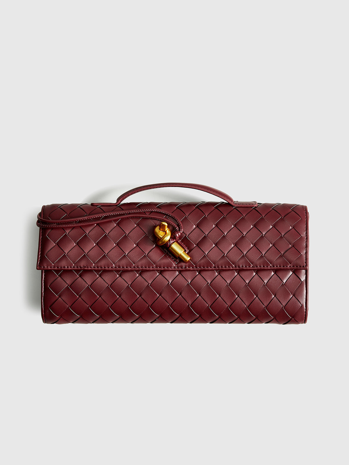 Delphine Long Woven Top Handle Twist Lock Clutch