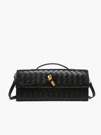 Delphine Long Woven Top Handle Twist Lock Clutch