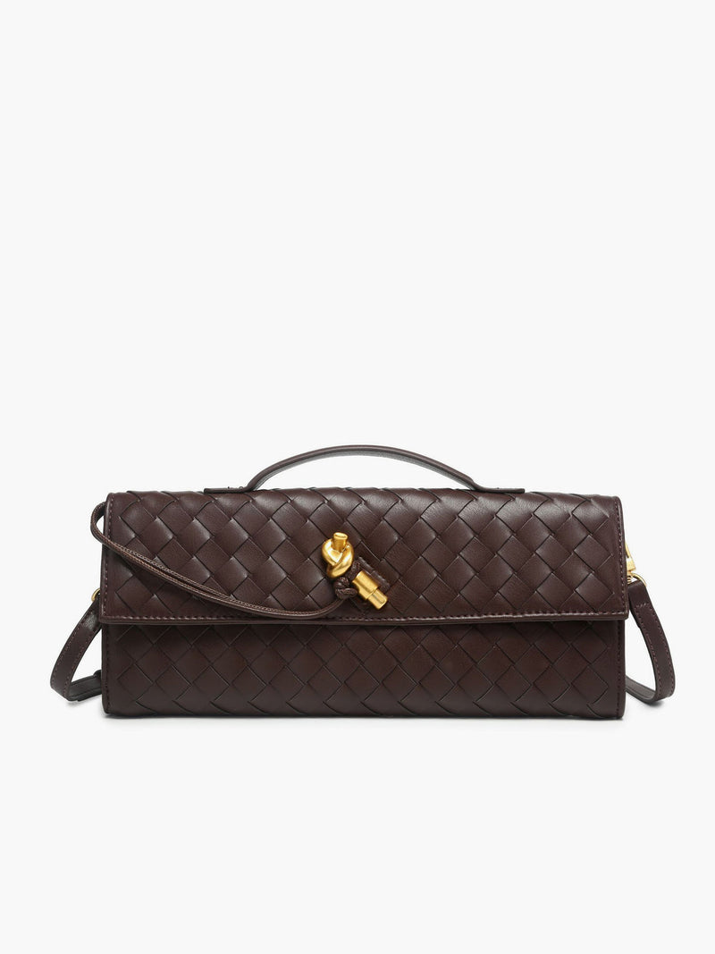 Delphine Long Woven Top Handle Twist Lock Clutch