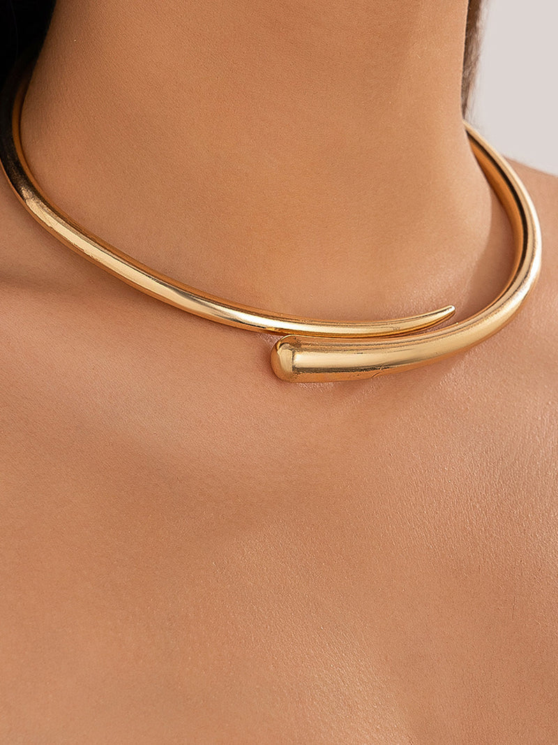 Amelia Polished Open Collar Rigid Torque Necklace