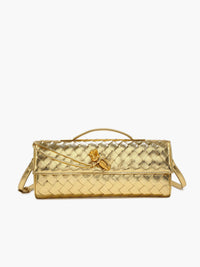 Delphine Long Woven Top Handle Twist Lock Clutch