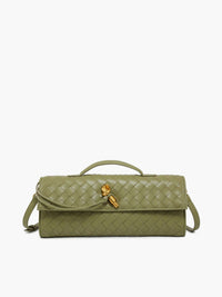 Delphine Long Woven Top Handle Twist Lock Clutch