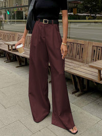 Raymonde Contrast Waistband Tailored High Rise Wide Leg Trousers