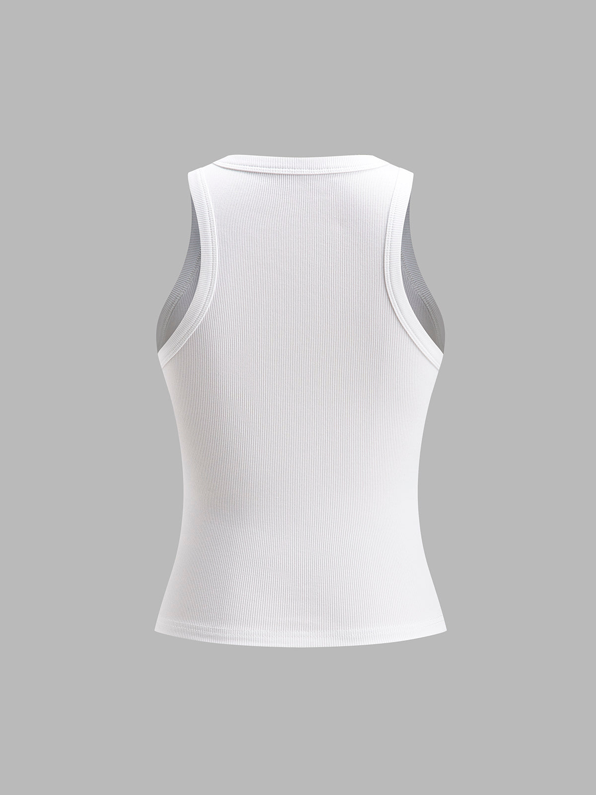 Sylvette Racer Neck Fine Rib Fitted Everyday Vest Tank Top