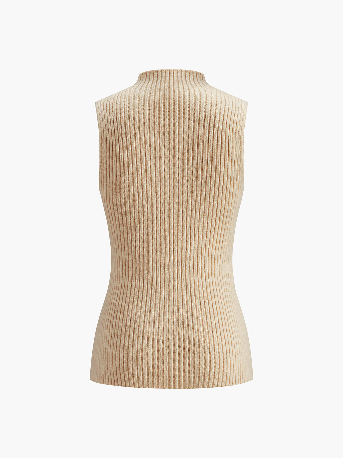 Albertine Wide Rib High Neck Sleeveless Fitted Knit Tank Top