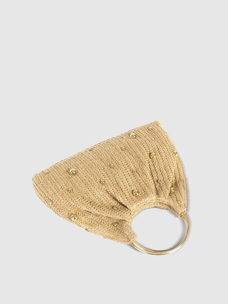 Harper Woven Straw Gathered Dome Round Handle Bag