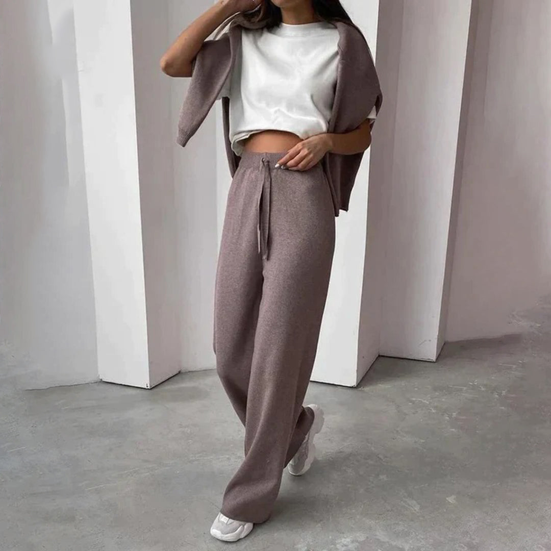 Nora Brushed Knit Roll Neck and Wide Trouser Lounge Set