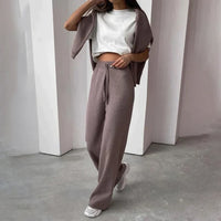 Nora Brushed Knit Roll Neck and Wide Trouser Lounge Set