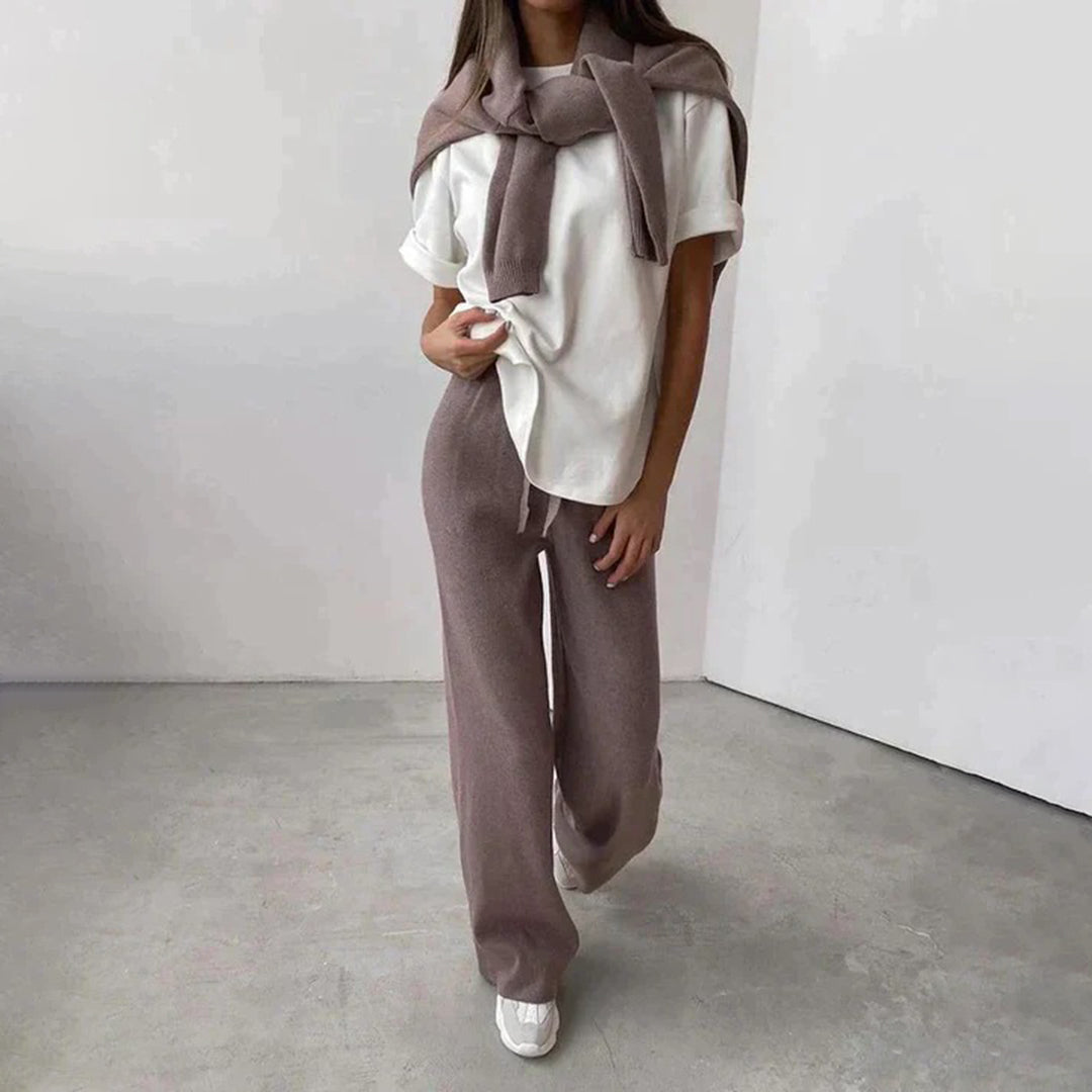 Nora Brushed Knit Roll Neck and Wide Trouser Lounge Set