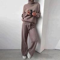 Nora Brushed Knit Roll Neck and Wide Trouser Lounge Set