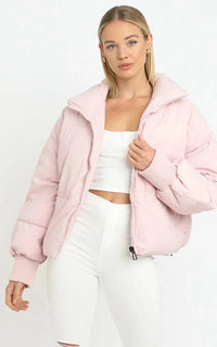 Colette Stand Collar Cropped Oversized Puffer Bomber Jacket