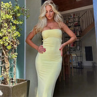 Saskia Fine Strap Bodycon Fitted Slim Column Maxi Dress