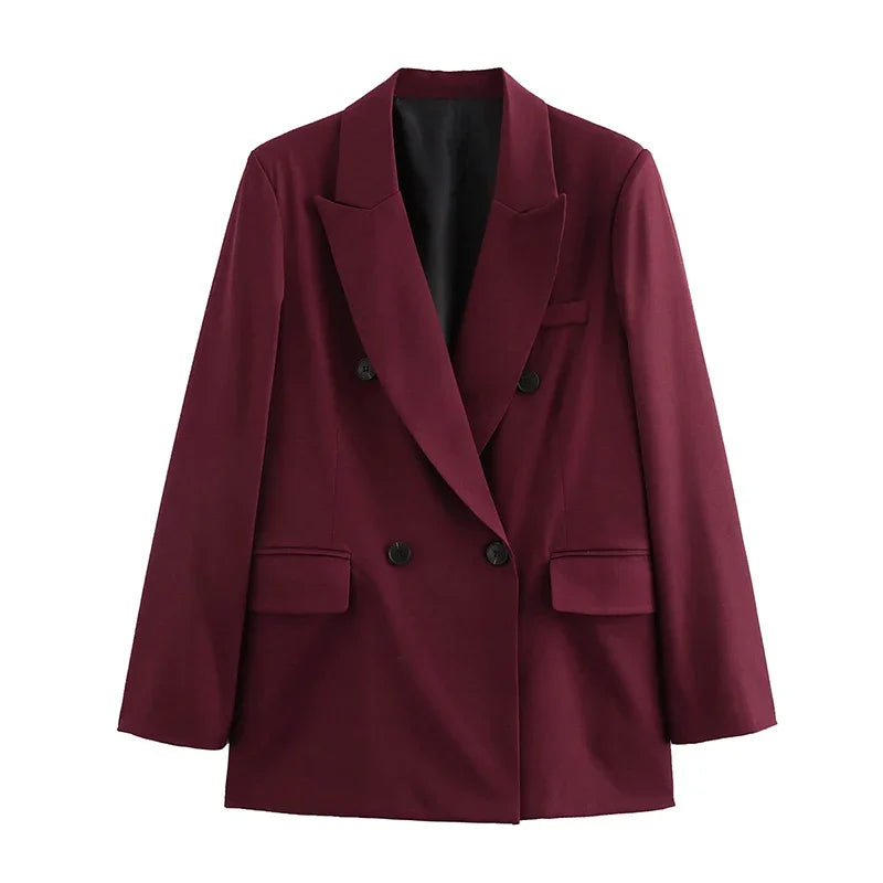Quinn Tailored Structured Shoulder Double Breasted Blazer
