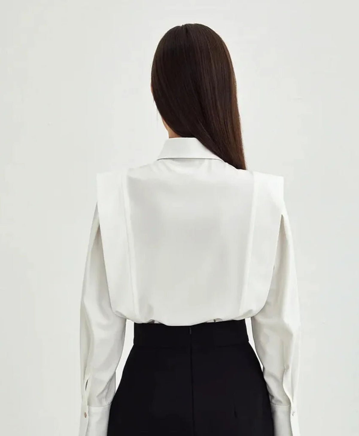 Prunelle Crisp Poplin Deep V Oversized Blouson Sleeve Shirt