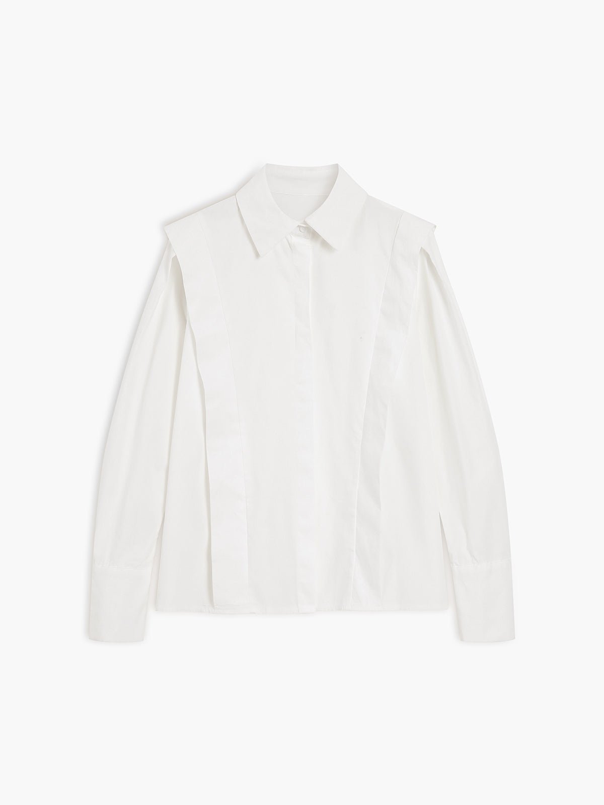 Prunelle Crisp Poplin Deep V Oversized Blouson Sleeve Shirt