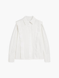Prunelle Crisp Poplin Deep V Oversized Blouson Sleeve Shirt