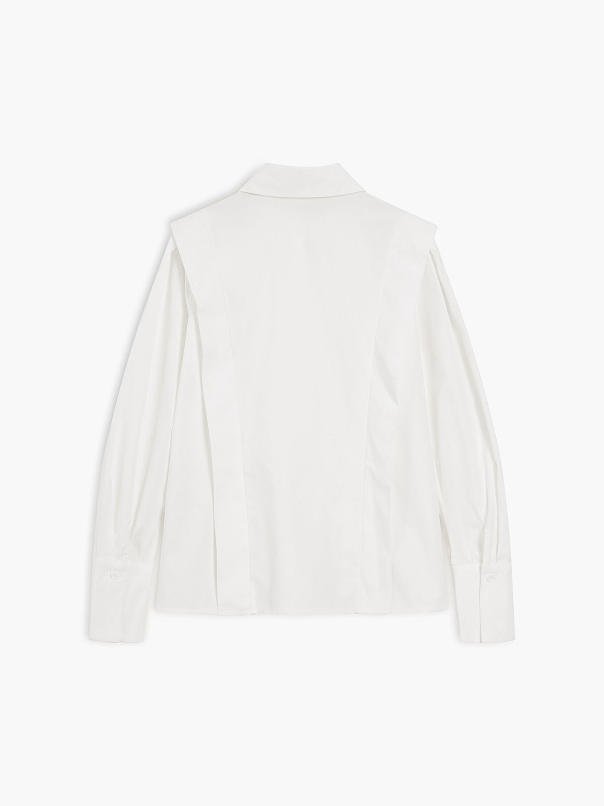 Prunelle Crisp Poplin Deep V Oversized Blouson Sleeve Shirt