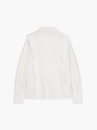 Prunelle Crisp Poplin Deep V Oversized Blouson Sleeve Shirt