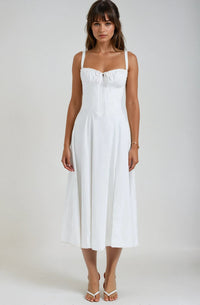 Farrah Ruffle Trim Bust Fit And Flare Strappy Midi Dress