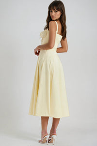 Farrah Ruffle Trim Bust Fit And Flare Strappy Midi Dress