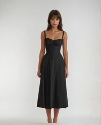 Farrah Ruffle Trim Bust Fit And Flare Strappy Midi Dress