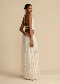 Petra Crinkle Halter Neck Top and Tiered Maxi Skirt Set