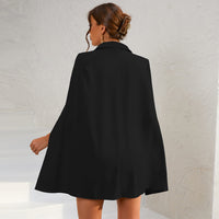 Odette Double Breasted Gold Button Cape Blazer Dress