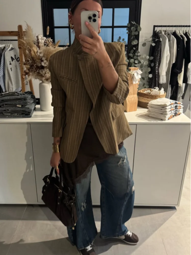 Sienna Fine Check Single Breasted Straight Cut Blazer