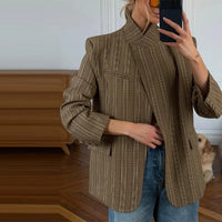 Sienna Fine Check Single Breasted Straight Cut Blazer