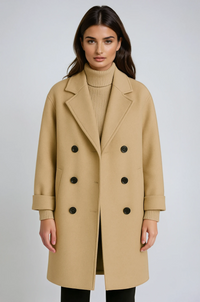 Mabel Turn Back Cuff Double Breasted Midi Length Coat