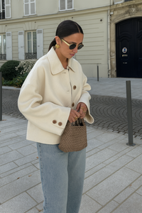 Kira Oversized Boxy Short Button Front Overcoat Jacket