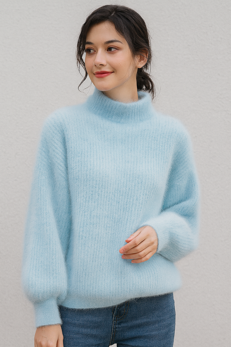 Hermione Brushed Halo Oversized Roll Neck Slouch Knit Jumper