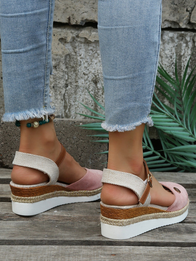 Philomene Closed Toe Ankle Strap Espadrille Flatform Sandals