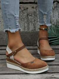 Philomene Closed Toe Ankle Strap Espadrille Flatform Sandals