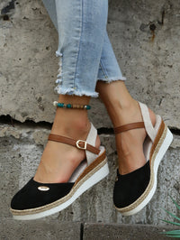 Philomene Closed Toe Ankle Strap Espadrille Flatform Sandals