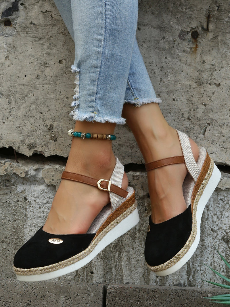 Philomene Closed Toe Ankle Strap Espadrille Flatform Sandals