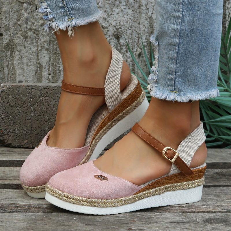 Philomene Closed Toe Ankle Strap Espadrille Flatform Sandals