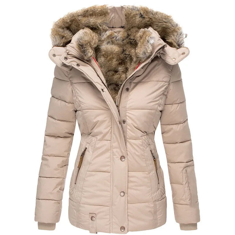 Amara Faux Fur Trim Hood Quilted Winter Parka Jacket