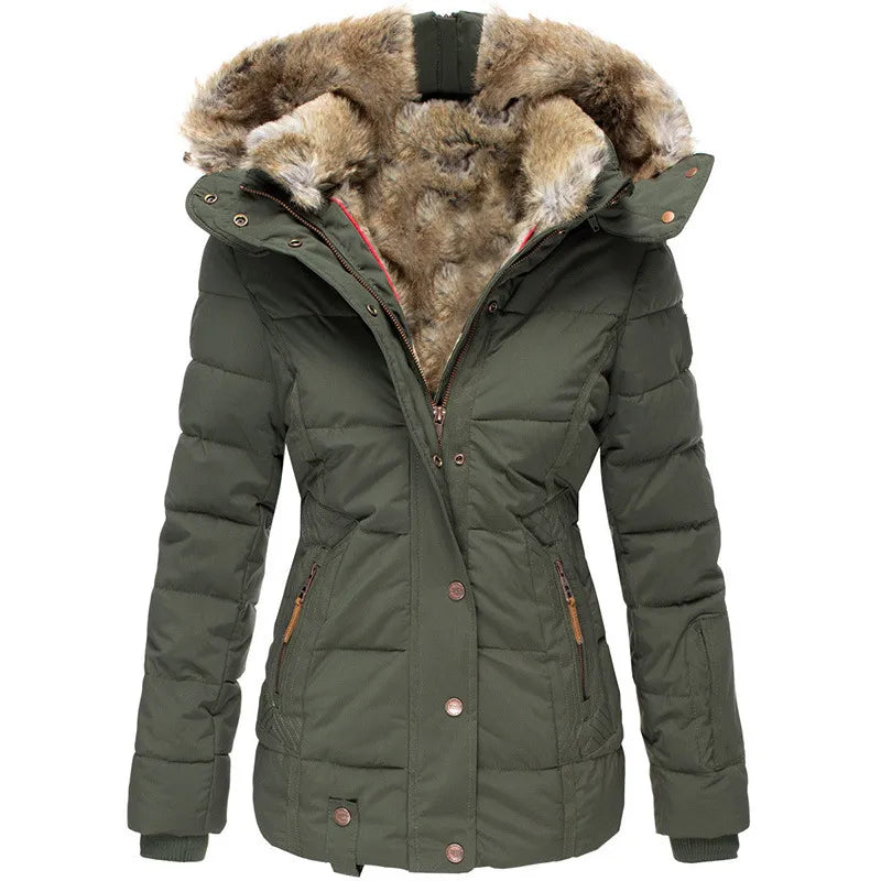 Amara Faux Fur Trim Hood Quilted Winter Parka Jacket