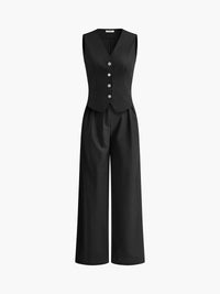 Skye Button Front Waistcoat and Wide Leg Trouser Set