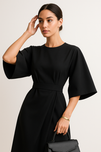 Hollis Kimono Sleeve Tie Waist Full Skirt Relaxed Midi Dress
