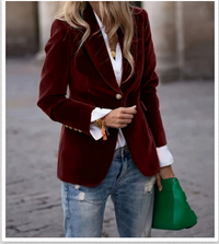 Naomi Velvet Single Gold Button Fitted Evening Blazer